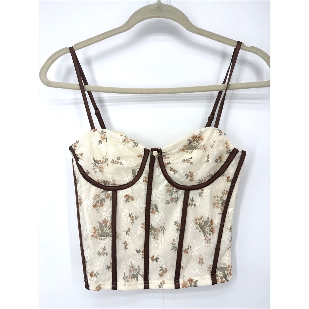 Pretty Garbage Floral Lace Corset Bustier Small Peasant Festival Coquette